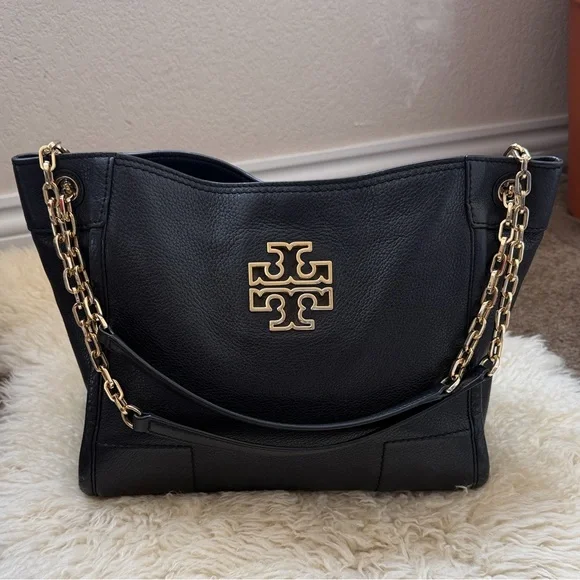 Tory Burch Britten Small Black Leather Bag - Picture 1 of 10